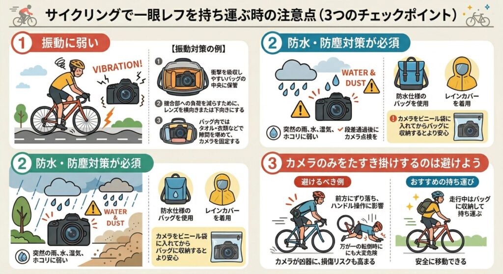 ロードバイク 一眼レフ 持ち運び